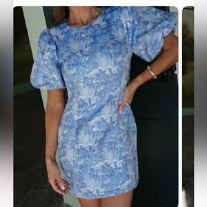 Lena Blue and White Floral Dress